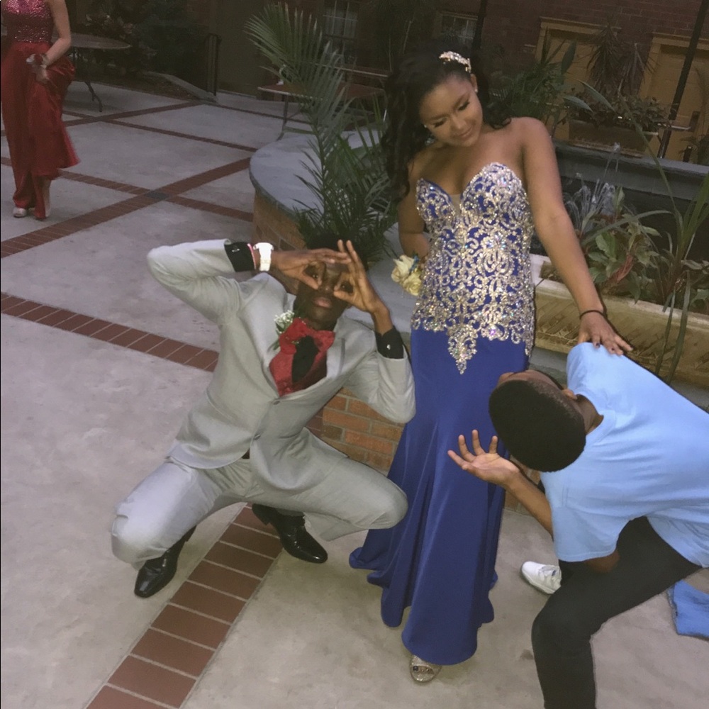 Blue sweet heart jovani prom dress